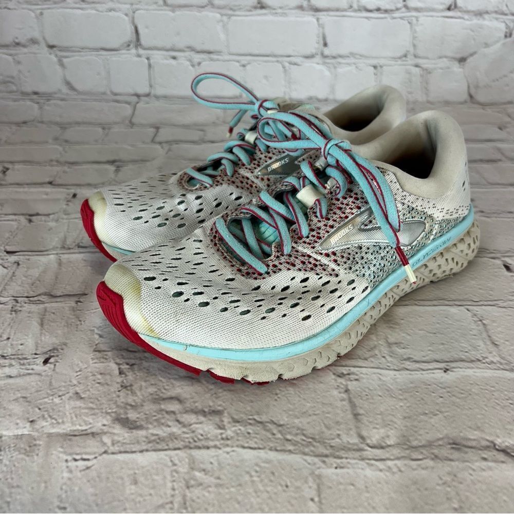 BROOKS GLYCERIN 16 WHIT BLUE 1202781B115 RUNNING WOMAN SHOES SIZE 7.5